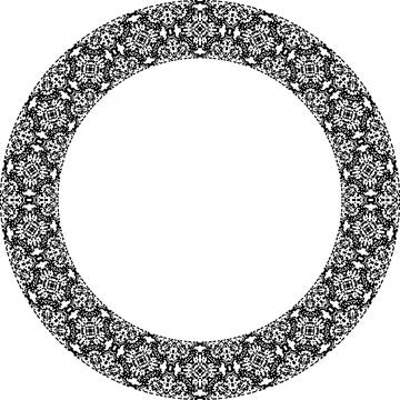 Round frame with abstract shapes pattern. Vector illustration isolated on w.. Stock Illustration