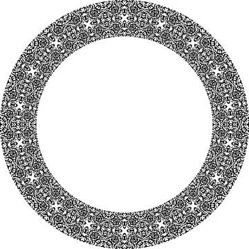 Round frame with abstract shapes pattern. Vector illustration isolated on w.. Illustrazione stock