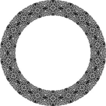 Round frame with abstract shapes pattern. Vector illustration isolated on w.. Illustrazione stock