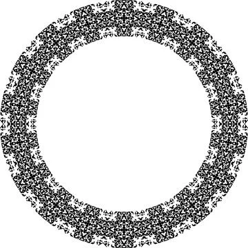 Round frame with abstract shapes pattern. Vector illustration isolated on w.. 스톡 일러스트