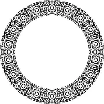 Round frame with abstract shapes pattern. Vector illustration isolated on w.. Stock Illustration