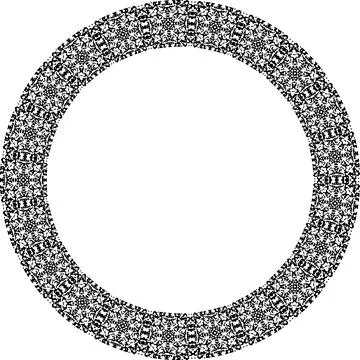 Round frame with abstract shapes pattern. Vector illustration isolated on w.. Stock Illustration