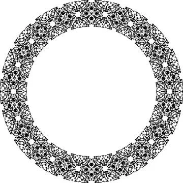 Round frame with abstract shapes pattern. Vector illustration isolated on w.. Stock Illustration