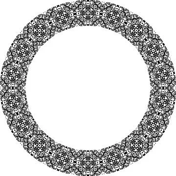 Round frame with abstract shapes pattern. Vector illustration isolated on w.. Stock Illustration