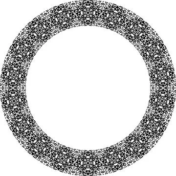 Round frame with abstract shapes pattern. Vector illustration isolated on w.. Illustrazione stock