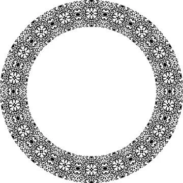 Round frame with abstract shapes pattern. Vector illustration isolated on w.. Stock Illustration