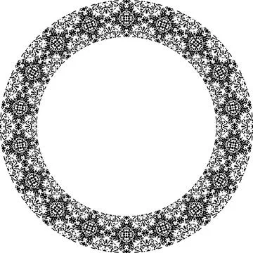 Round frame with abstract shapes pattern. Vector illustration isolated on w.. Stock Illustration