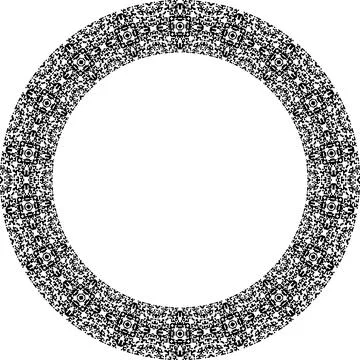 Round frame with abstract shapes pattern. Vector illustration isolated on w.. Stock Illustration