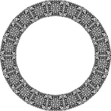 Round frame with abstract shapes pattern. Vector illustration isolated on w.. Stock Illustration