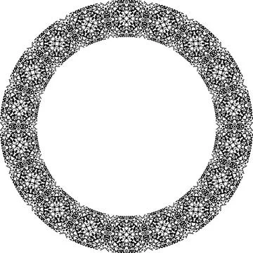 Round frame with abstract shapes pattern. Vector illustration isolated on w.. Stock Illustration