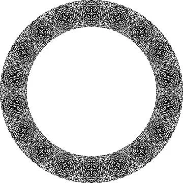 Round frame with abstract shapes pattern. Vector illustration isolated on w.. 스톡 일러스트