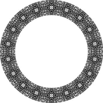 Round frame with abstract shapes pattern. Vector illustration isolated on w.. Illustrazione stock