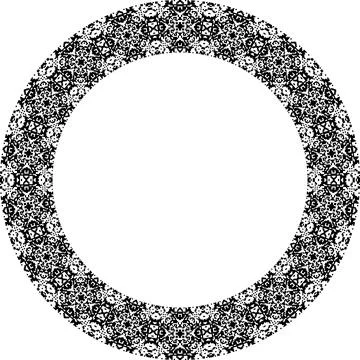 Round frame with abstract shapes pattern. Vector illustration isolated on w.. Stock Illustration
