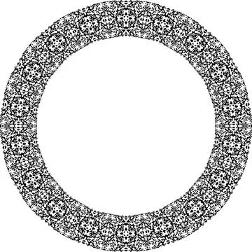 Round frame with abstract shapes pattern. Vector illustration isolated on w.. Stock Illustration