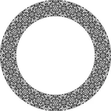 Round frame with abstract shapes pattern. Vector illustration isolated on w.. Stock Illustration