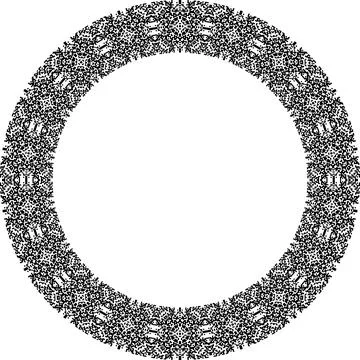 Round frame with abstract shapes pattern. Vector illustration isolated on w.. Stock Illustration