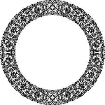 Round frame with abstract shapes pattern. Vector illustration isolated on w.. Stock Illustration