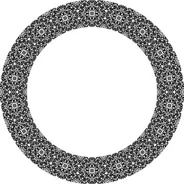 Round frame with abstract shapes pattern. Vector illustration isolated on w.. Stock Illustration