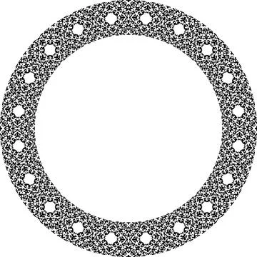 Round frame with abstract shapes pattern. Vector illustration isolated on w.. Illustrazione stock