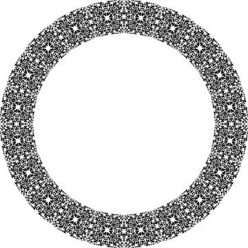 Round frame with abstract shapes pattern. Vector illustration isolated on w.. Stock Illustration