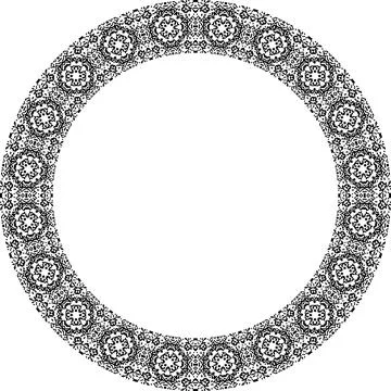 Round frame with abstract shapes pattern. Vector illustration isolated on w.. 스톡 일러스트