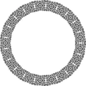 Round frame with abstract shapes pattern. Vector illustration isolated on w.. Illustrazione stock