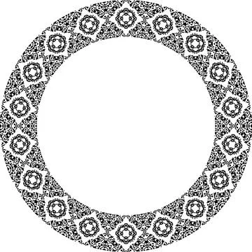 Round frame with abstract shapes pattern. Vector illustration isolated on w.. Illustrazione stock