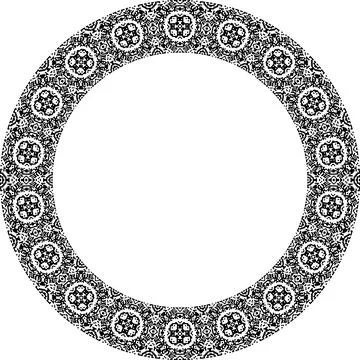 Round frame with abstract shapes pattern. Vector illustration isolated on w.. 스톡 일러스트