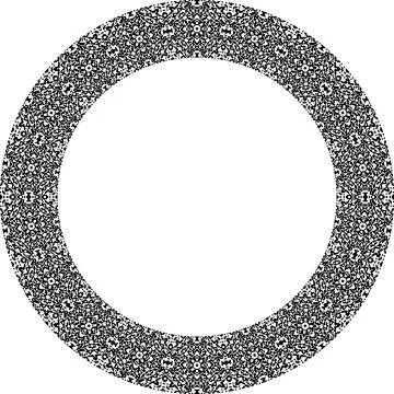 Round frame with abstract shapes pattern. Vector illustration isolated on w.. Stock Illustration