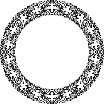 Round frame with abstract shapes pattern. Vector illustration isolated on w.. Stock Illustration