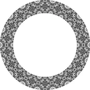 Round frame with abstract shapes pattern. Vector illustration isolated on w.. Stock Illustration