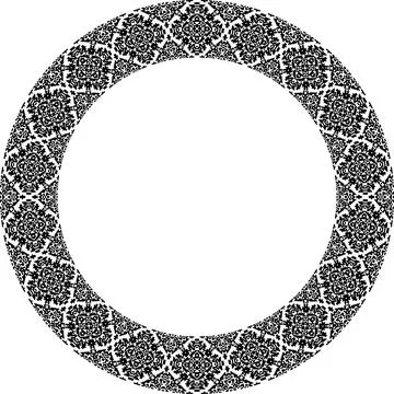 Round frame with abstract shapes pattern. Vector illustration isolated on w.. Illustrazione stock