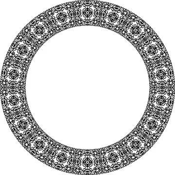 Round frame with abstract shapes pattern. Vector illustration isolated on w.. Stock Illustration