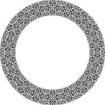 Round frame with abstract shapes pattern. Vector illustration isolated on w.. Stock Illustration