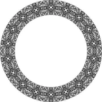 Round frame with abstract shapes pattern. Vector illustration isolated on w.. Illustrazione stock