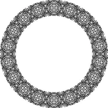 Round frame with abstract shapes pattern. Vector illustration isolated on w.. Illustrazione stock