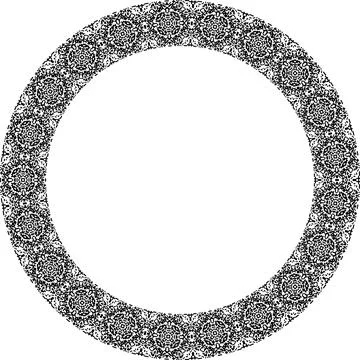 Round frame with abstract shapes pattern. Vector illustration isolated on w.. Stock Illustration