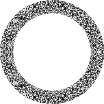 Round frame with abstract shapes pattern. Vector illustration isolated on w.. イラスト素材