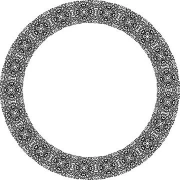 Round frame with abstract shapes pattern. Vector illustration isolated on w.. Illustrazione stock