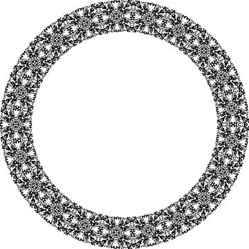 Round frame with abstract shapes pattern. Vector illustration isolated on w.. Stock Illustration