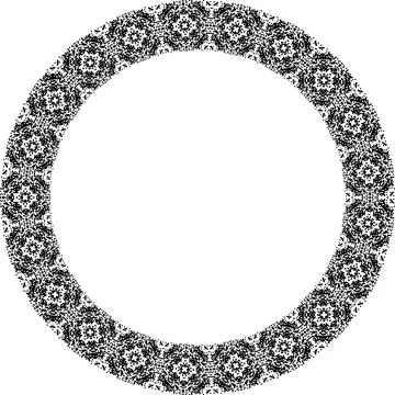 Round frame with abstract shapes pattern. Vector illustration isolated on w.. Illustrazione stock