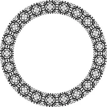 Round frame with abstract shapes pattern. Vector illustration isolated on w.. Illustrazione stock