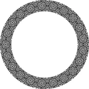 Round frame with abstract shapes pattern. Vector illustration isolated on w.. Stock Illustration