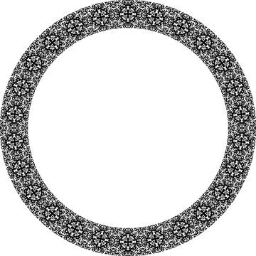 Round frame with abstract shapes pattern. Vector illustration isolated on w.. Stock Illustration