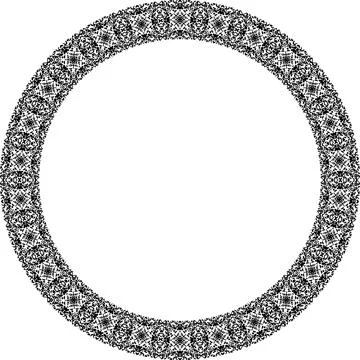 Round frame with abstract shapes pattern. Vector illustration isolated on w.. Stock Illustration