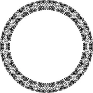 Round frame with abstract shapes pattern. Vector illustration isolated on w.. Illustrazione stock