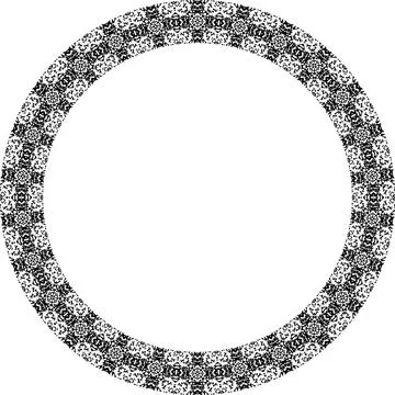 Round frame with abstract shapes pattern. Vector illustration isolated on w.. Stock Illustration