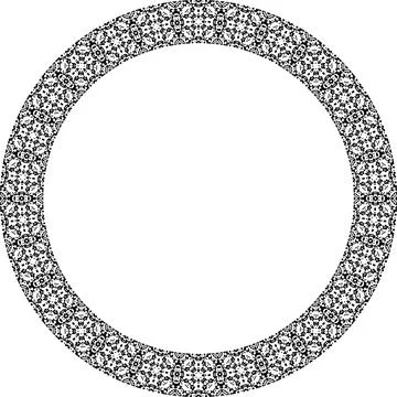 Round frame with abstract shapes pattern. Vector illustration isolated on w.. Stock Illustration