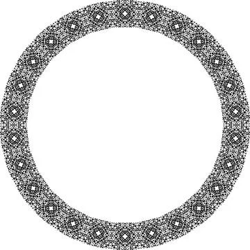 Round frame with abstract shapes pattern. Vector illustration isolated on w.. Illustrazione stock