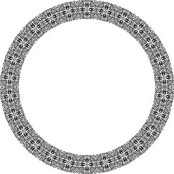 Round frame with abstract shapes pattern. Vector illustration isolated on w.. Stock Illustration